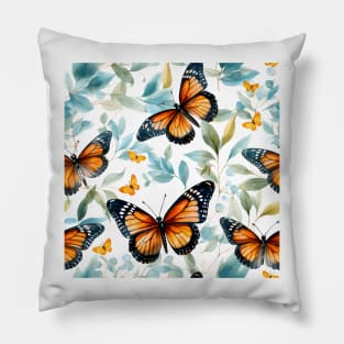 Monarch Butterflies Watercolor 13 Pillow