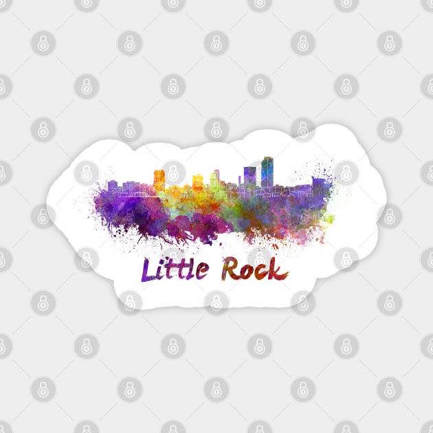Little Rock skyline in watercolor Magnet by PaulrommerArt