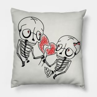 Skeleton Lovers Heart Love Art Pillow