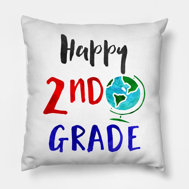 Happy 2nd Grade - Elementary Teacher and Student Pillow by girlgetstarted