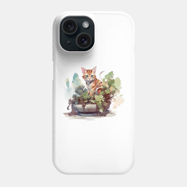 Cute Bengal cat Phone Case by GreenMary Design