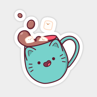 Hot Chocolate Cat Magnet