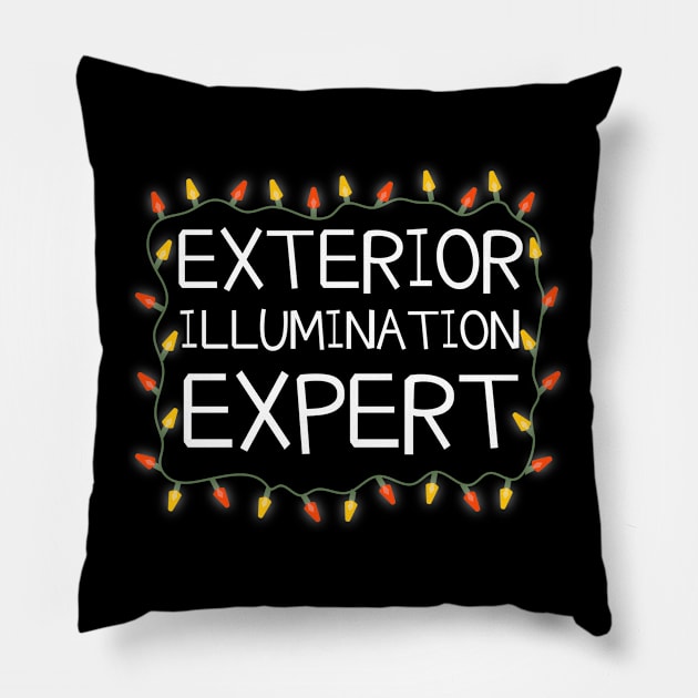 Exterior Illumination Expert Funny Christmas Lights Pillow by JustPick