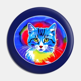 Colorful Rainbow Cats Digital Portrait (MD23Ar009) Pin