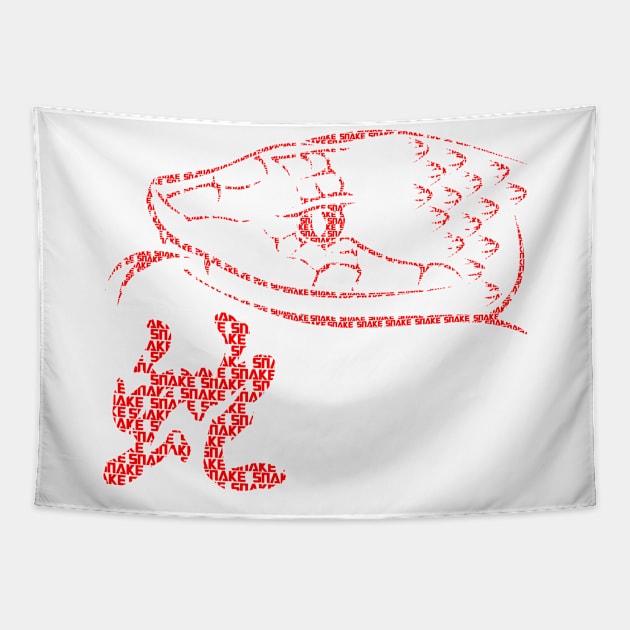 chinese zodiac Snake red font style Tapestry by INDONESIA68