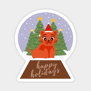 Holiday Cat In A Snow Globe Magnet