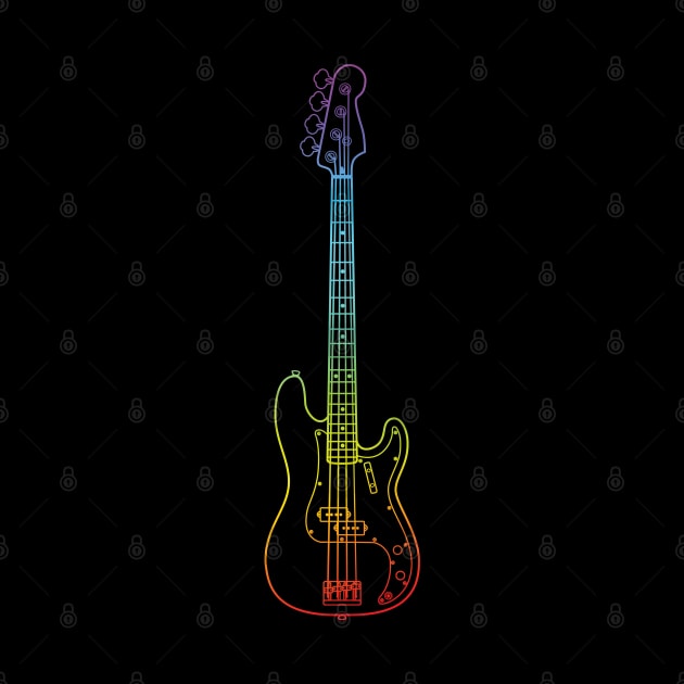 P-Style Bass Guitar Colorful Outline by nightsworthy