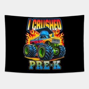 Graduation Pre-K Monster Truck Boys I Crushed Preschool Grad Tapestry