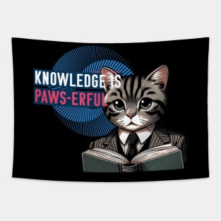 Scholarly Cat - The Purr-fect Blend of Reading and Teaching Tapestry