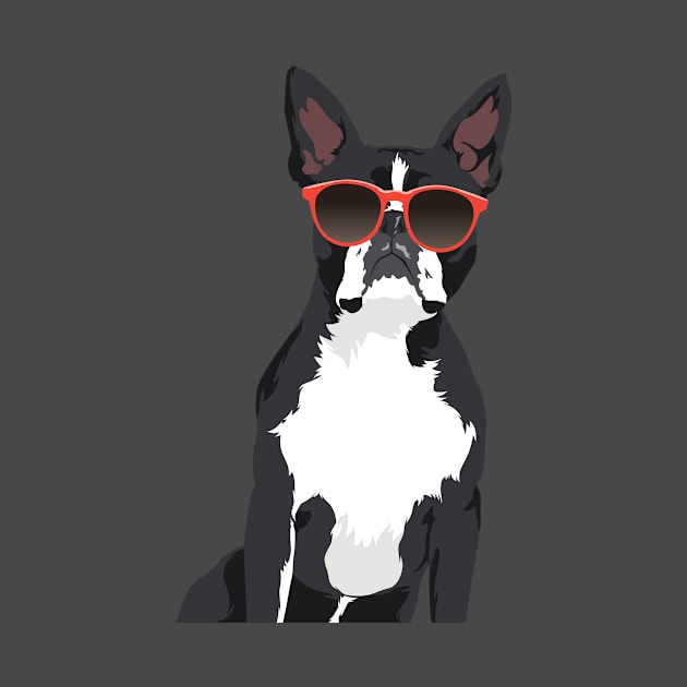 Cool Hipster Black and White Boston Terrier T-Shirt for Dog Lovers by riin92