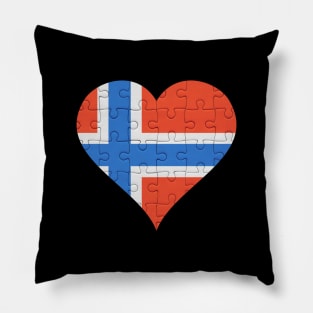 Norwegian Jigsaw Puzzle Heart Design - Gift for Norwegian With Norway Roots Pillow