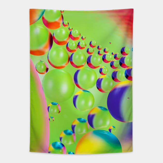 Colorful close up of oil drops in water Tapestry by philippemx