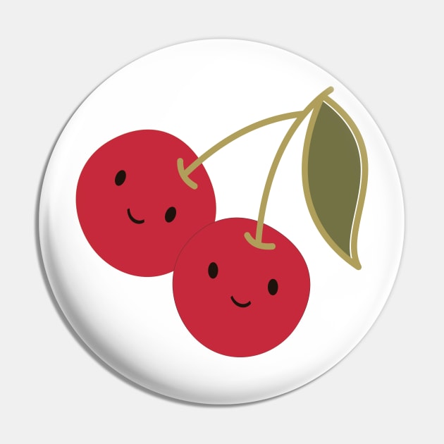 Cute Kawaii Red Cherries Pin by Hedgie Designs