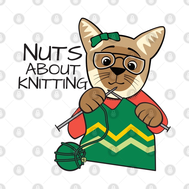 Nuts About Knitting Siamese Cat by Sue Cervenka