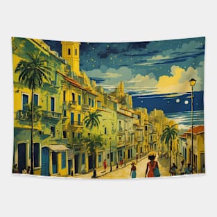 Recife Brazil Starry Night Vintage Tourism Travel Poster Art Tapestry