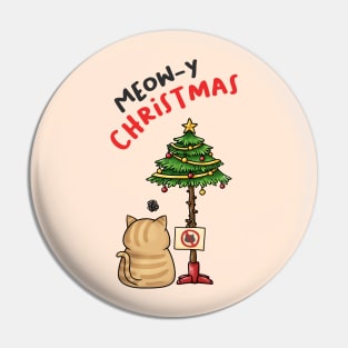 Meowy Christmas Funny Cat Christmas Tree Pin