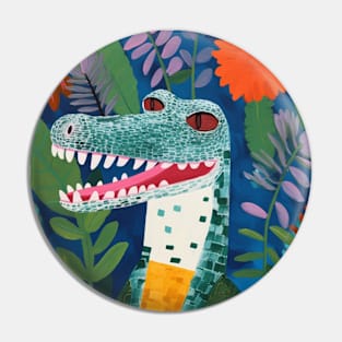 Crocodile and flowers Pin