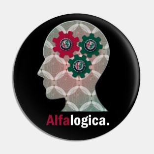 Alfa Romeo Alfalogica Alfa Brain white text Pin