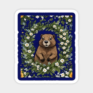 Massachusetts Mayflowers and Groundhog Woodchuck 2 Magnet