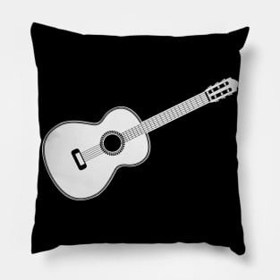 Minimalist Classical Guitar White Pillow