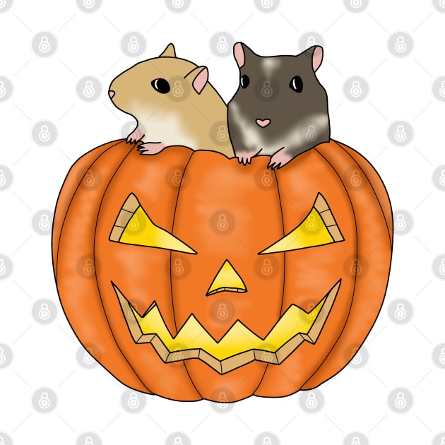 Two cute gerbils in a pumpkin by Becky-Marie