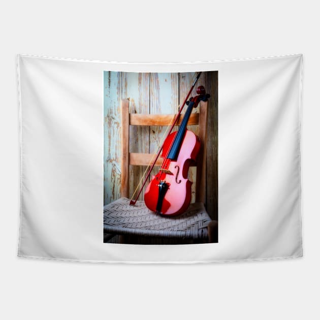 Violin On Old Chair Tapestry by photogarry