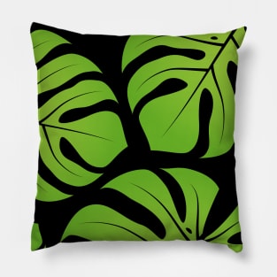 Green tropical leaves Pillow