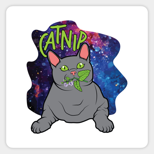 Cat Catnip Plant In Space Cute Cat Nip Cat Lover Sticker Teepublic Uk