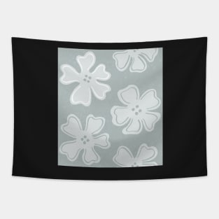 Pattern of light gray button flowers on silver gray Tapestry