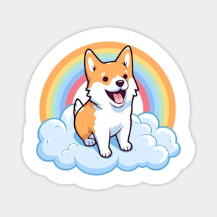 Cute Canaan Dog Rainbow Cloud Kawaii Puppy Magnet