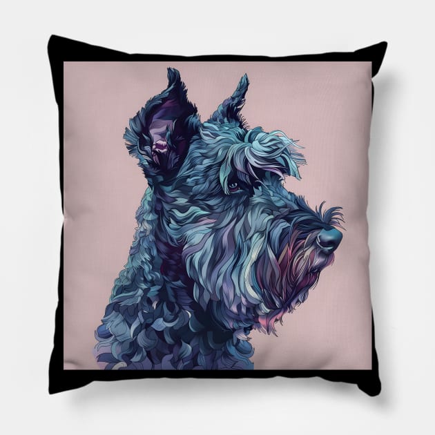 Kerry Blue Terrier in 70's Pillow by NatashaCuteShop