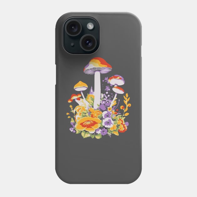 Cottagecore Mushrooms And Flowers Phone Case by Norse Magic