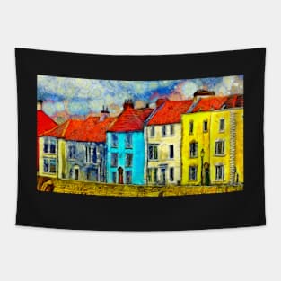 Hartlepool Seafront Houses Van Gogh Style Tapestry