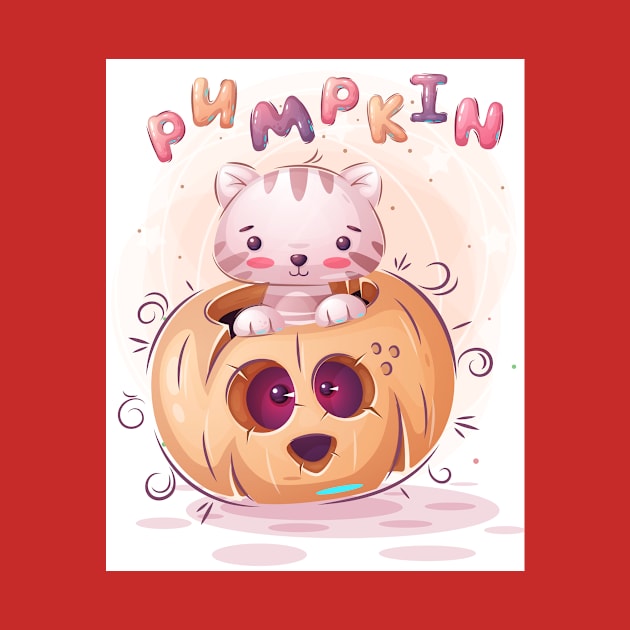 Funny cat Halloween -  New Year - Pumpkin - Kitty by  El-Aal