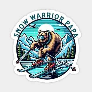 Ski dad, snow warrior papa, ski papa bear Magnet