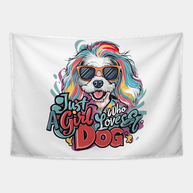 Just A Girl Who Loves dog Tapestry by alby store