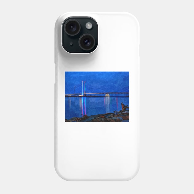 Indian River Inlet Bridge Painterly Full Moon Phone Case by Swartwout