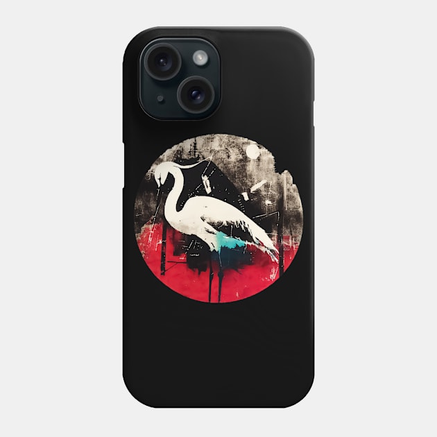 Heron Vintage abstract street art Phone Case by TomFrontierArt