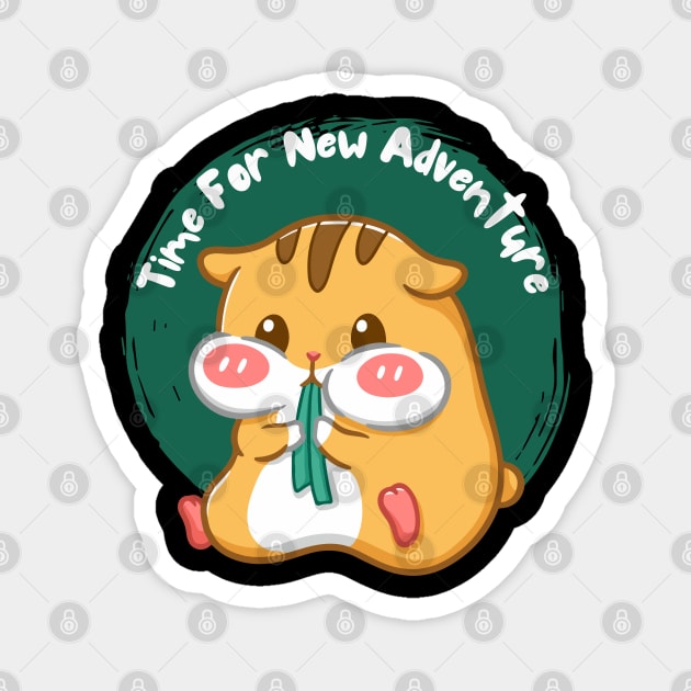 Cute hamster Time for new adventure Hello little hamster cute baby outfit Magnet by BoogieCreates