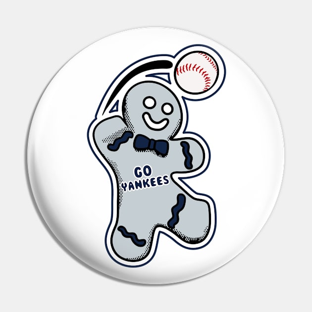 New York Yankees Gingerbread Man Pin by Rad Love