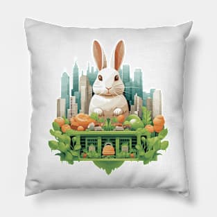 Rabbit Bunny Animal Beauty Nature City Discovery Pillow