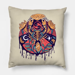 Retro Triad Mystic Cancer Zodiac Pillow
