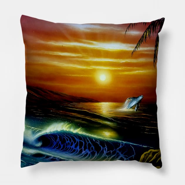 Humpback whale Pillow by Coreoceanart