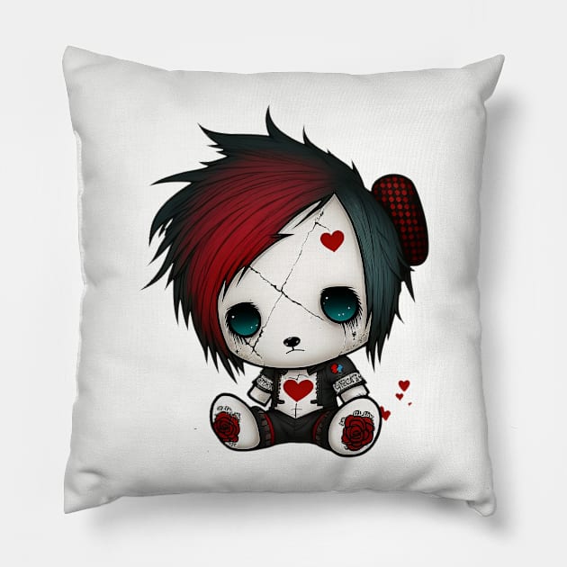 punk rock teddy emo Pillow by PixieMomma Co