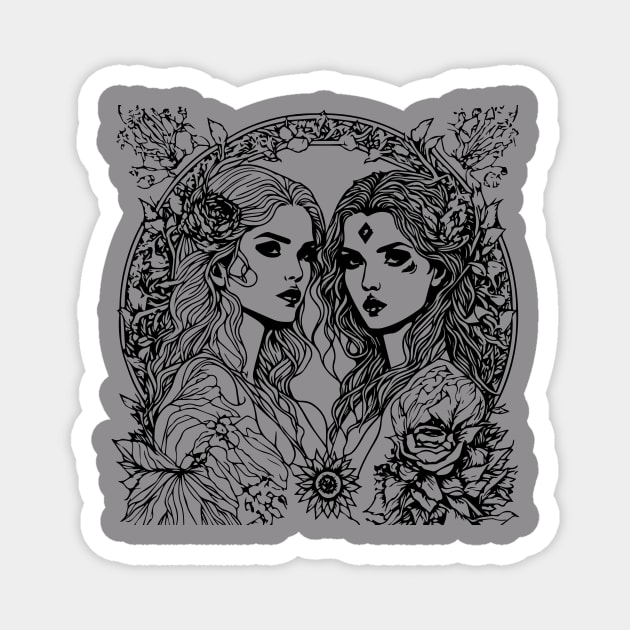 two beautiful gemini women Magnet by lkn