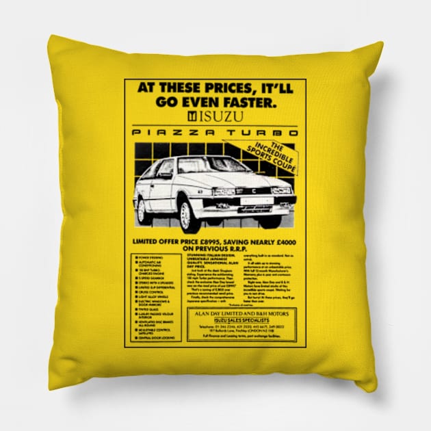 ISUZU PIAZZA TURBO - advert Pillow by Throwback Motors