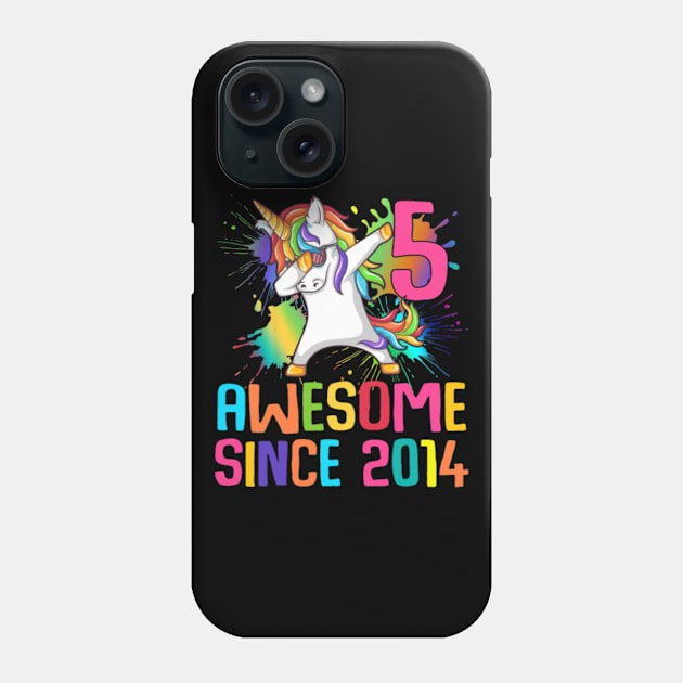 Kids 5 Years Old 5th Birthday Unicorn Shirt Girl Phone Case by Xizin Gao