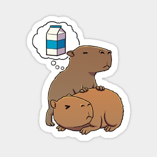 Capybara thirsty for Carton of Milk Magnet