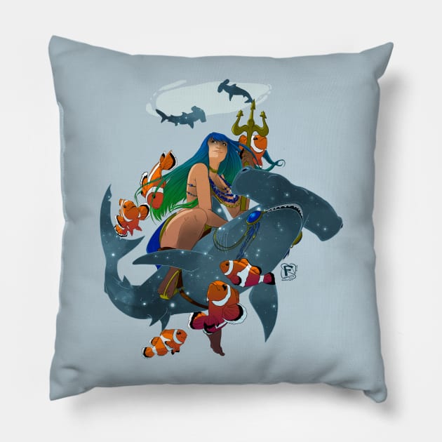 Zodiac Sign Pisces Pillow by fannybonenfant