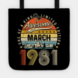 Awesome Since March 1981 Vintage 42nd Birthday Tote